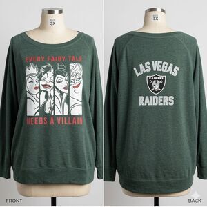 Disney Villains x Las Vegas Raiders Heavyweight Long Sleeve Tee 3X - Rare